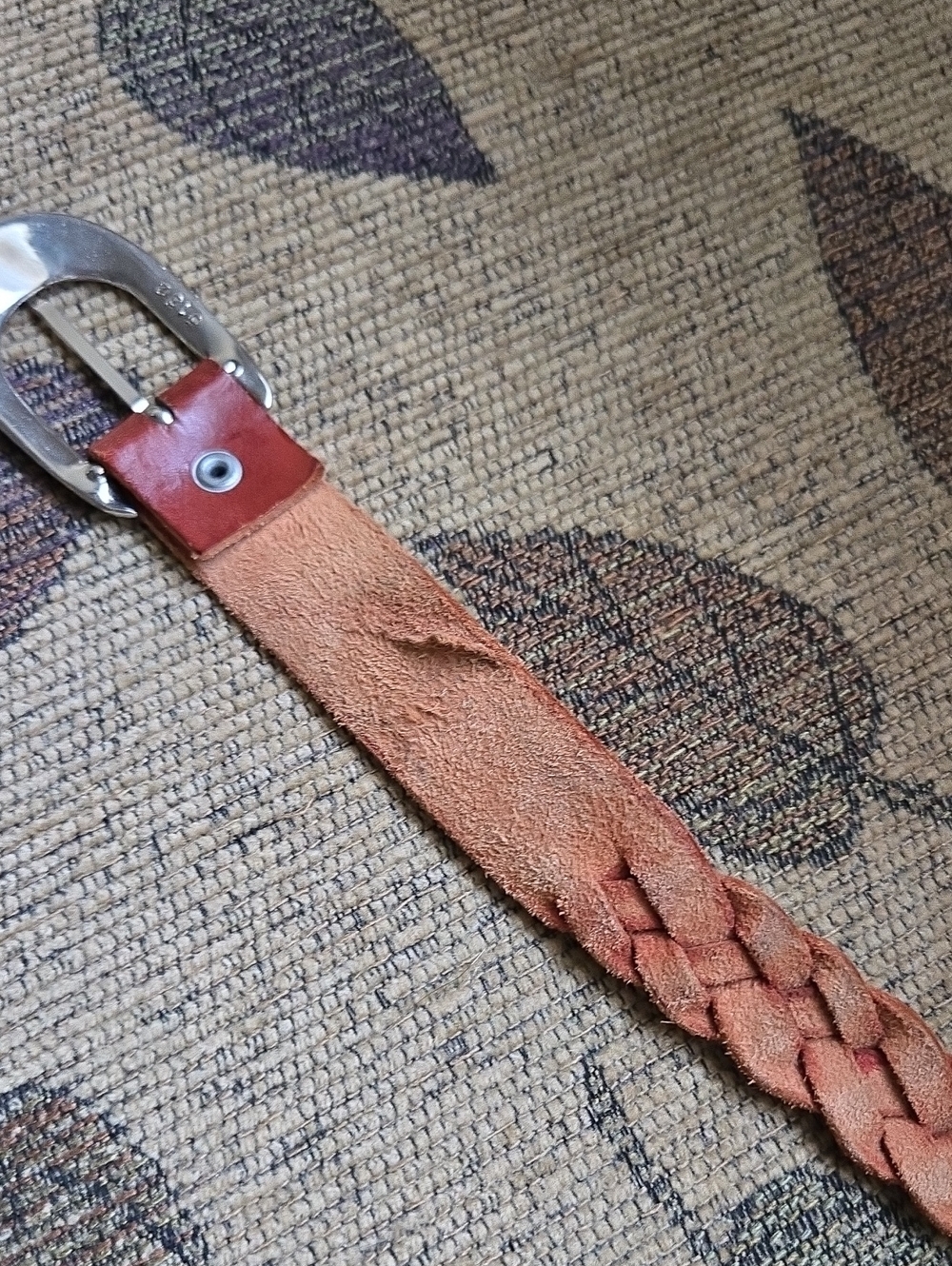 Braided Leather Women Belt - Chestnut Brown - Picture 6 of 6